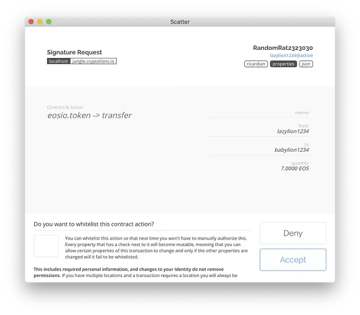 Scatter authentication popup